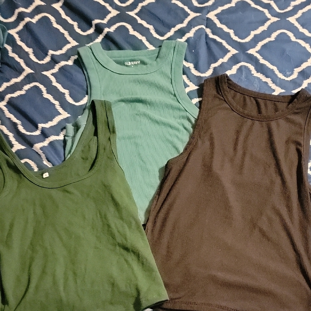 Old Navy Women's Tank Tops - Teal, Forest Green, and Black - Picture 1 of 4